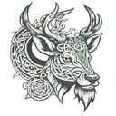 phoenix celtic deer head tattoo design idea