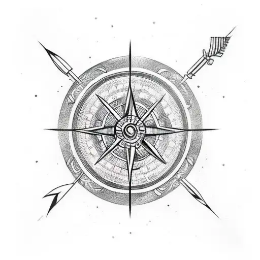 arrow with compass  tattoo design idea