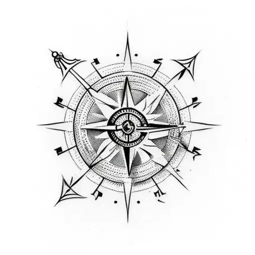 arrow with compass in middle tattoo design idea