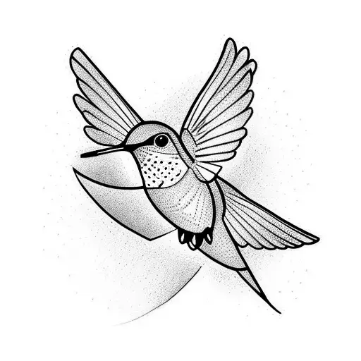 Small watercolor style hummingbird tattoo.