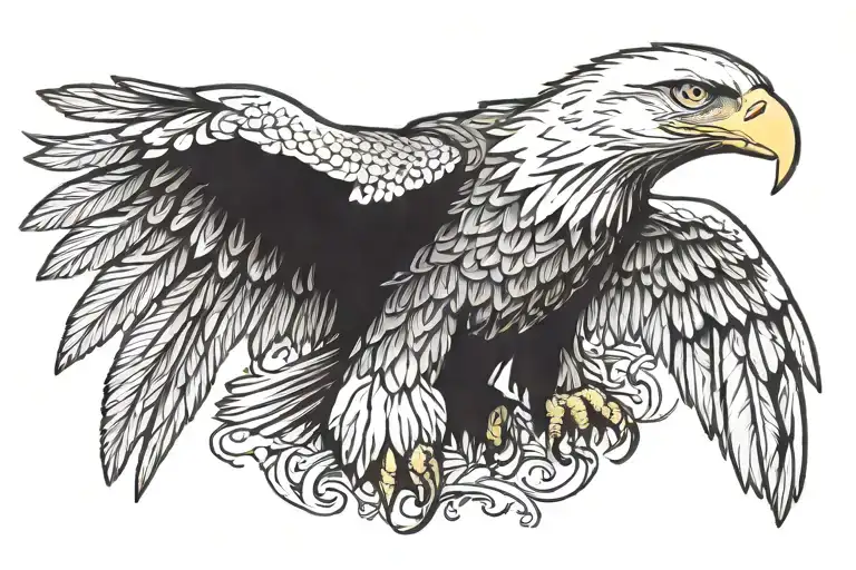 american bald eagle cupped wings pencil art tattoo tattoo design idea