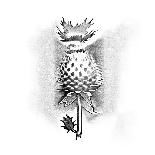 Scottish thistle with the letters J, R, B and C tattoo design idea