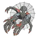 spider web shooting out of wrist with the spiderman logo at the end tattoo design idea