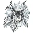 spider web shooting out of wrist with the spiderman logo at the end tattoo design idea