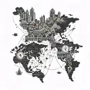 A detailed map with hidden clues and treasures, representing your passion for adventure and exploration tattoo design idea