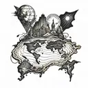 A detailed map with hidden clues and treasures, representing your passion for adventure and exploration tattoo design idea