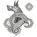 Anubis with scales tattoo design idea