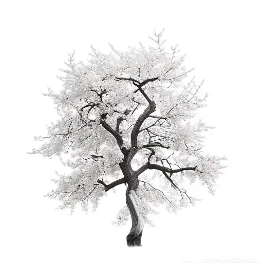 Dead tree with blooming branches  tattoo design idea