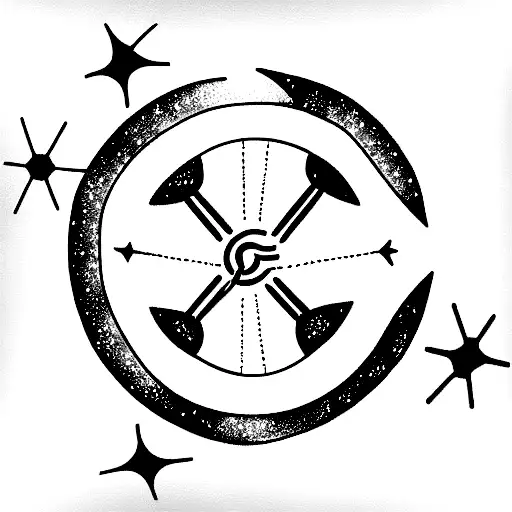 Constellation of aries , gemini and scorpio inside a circle with the Text hope i tattoo design idea