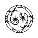Constellation of aries , gemini and scorpio inside a circle with the Text hope i tattoo design idea