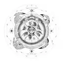 Constellation of aries , gemini and scorpio inside a circle with the Text hope i tattoo design idea