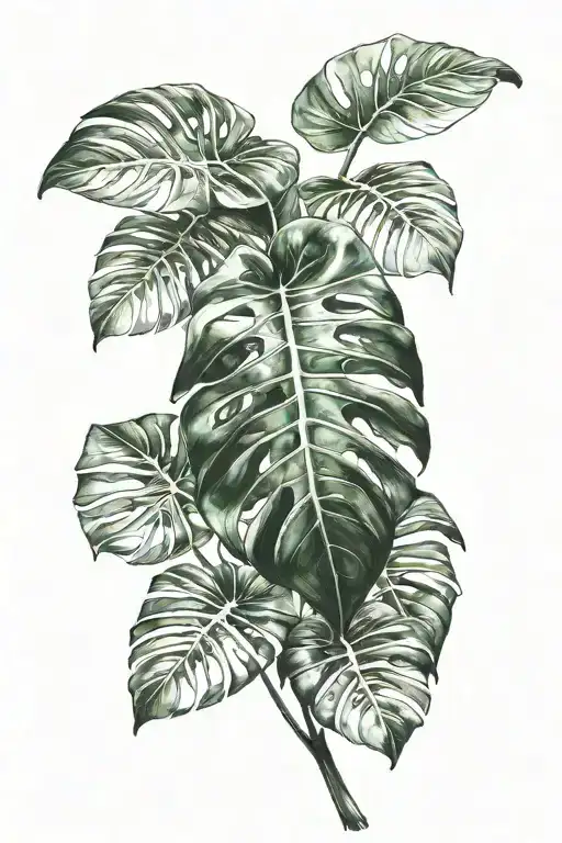 monstera plant tattoo design idea