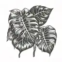 monstera leaf intertwined tattoo design idea