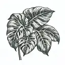 monstera leaf intertwined tattoo design idea