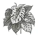 monstera leaf intertwined tattoo design idea