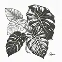 monstera leaf intertwined tattoo design idea