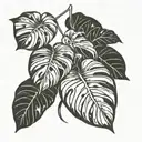 monstera leaf intertwined tattoo design idea
