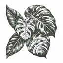 monstera leaf intertwined tattoo design idea