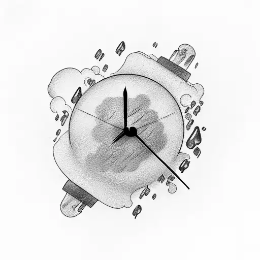 large thunderstorm with two clocks tattoo design idea