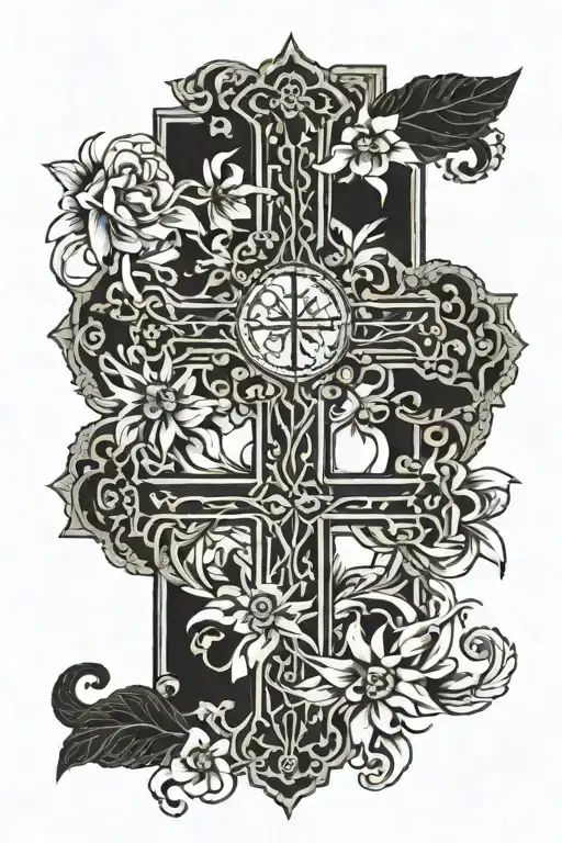 cross with dates 3.8.23 tattoo design idea