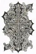 cross with dates 3.8.23 tattoo design idea