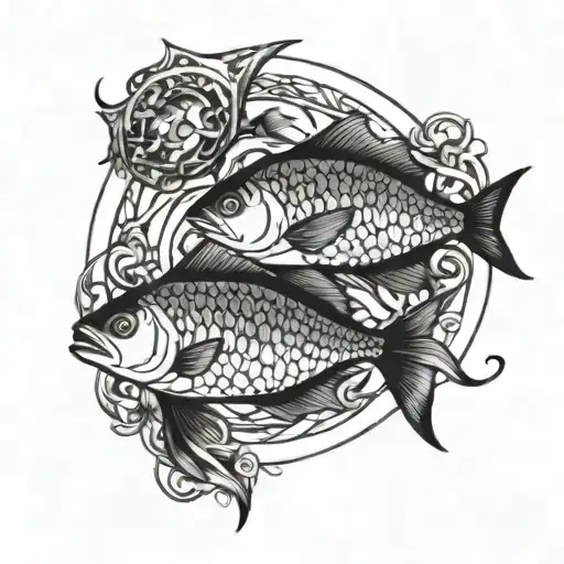 Two fisch swimming im circles intertwined within tattoo design idea