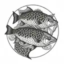 Two fisch swimming im circles intertwined within tattoo design idea