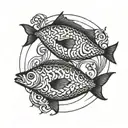 Two fisch swimming im circles intertwined within tattoo design idea