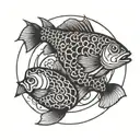 Two fisch swimming im circles intertwined within tattoo design idea