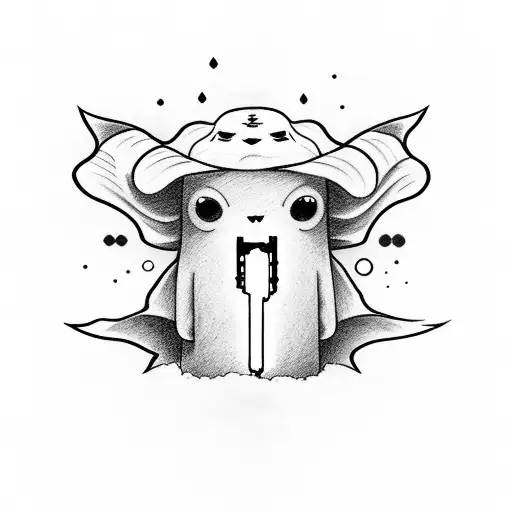cute ghost holding lightsaber  tattoo design idea
