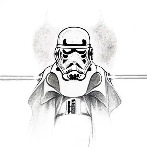 ghost with lightsaber  tattoo design idea