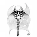 cute ghost holding lightsaber  tattoo design idea