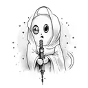 cute ghost holding lightsaber  tattoo design idea