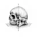 dagger penetrating a skull tattoo design idea