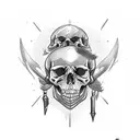 dagger penetrating a skull tattoo design idea