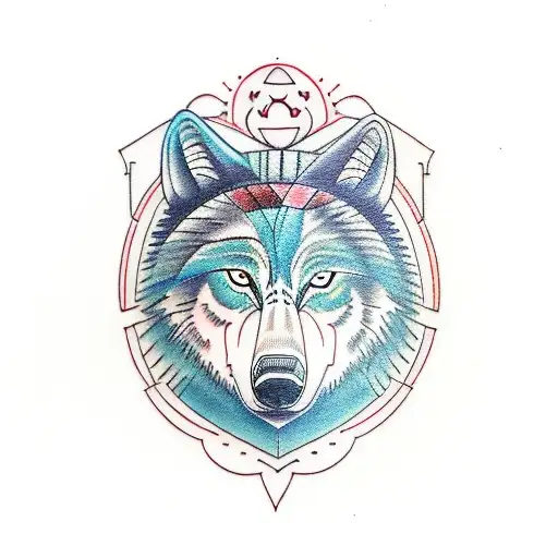 half bear half wolf tattoo design idea