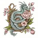 dragon, libra scale, swan ,peony, willow tree tattoo design idea