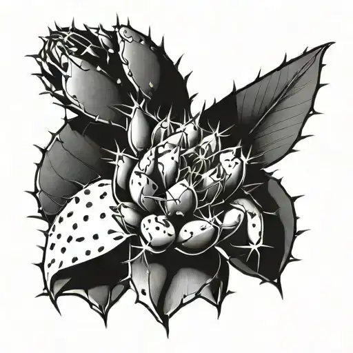 Prickly pear cactus tattoo design idea