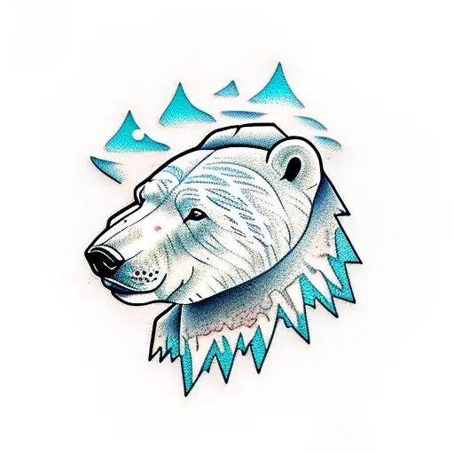 wild polar bear with crystal back tattoo design idea