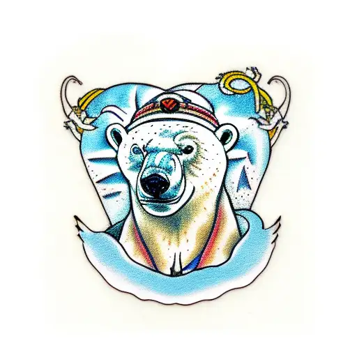 wild polar bear  tattoo design idea
