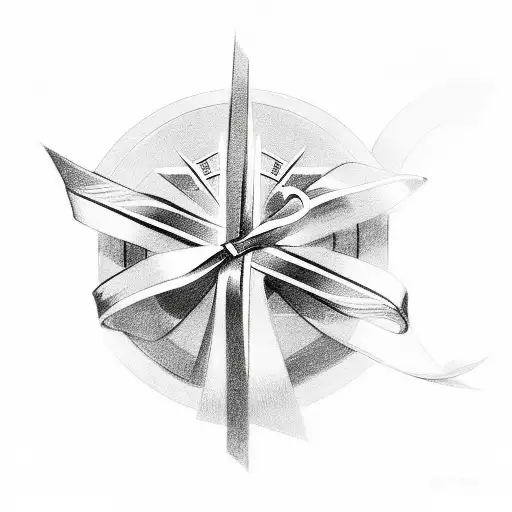 Christian Cross with Ribbon tattoo design idea