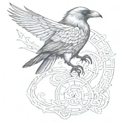 a crow with viking runes for forearm sleeve tattoo tattoo design idea