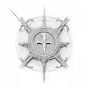 An intricate design combining elements of a cross and a quill pen to represent your role as a pastor and master of words tattoo design idea