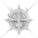 An intricate design combining elements of a cross and a quill pen to represent your role as a pastor and master of words tattoo design idea