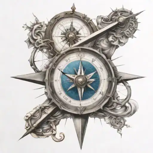 sundial compass tattoo design idea