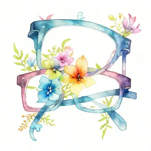 eyeglasses with flowers ontop manly  tattoo design idea