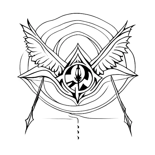 deathly hallows fading in hogwarts castle tattoo design idea