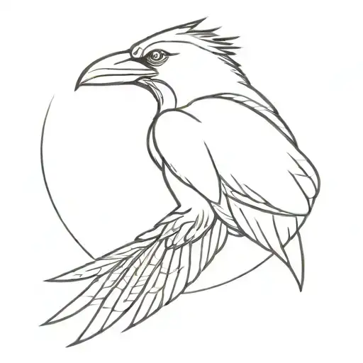 Viking crow flying tattoo design idea