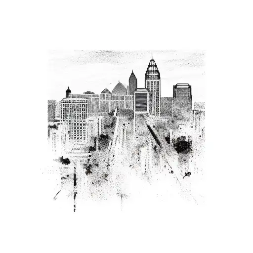 Cincinnati skyline with 513 included in the building  tattoo design idea