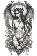 gothic nude succubus anjo tattoo design idea